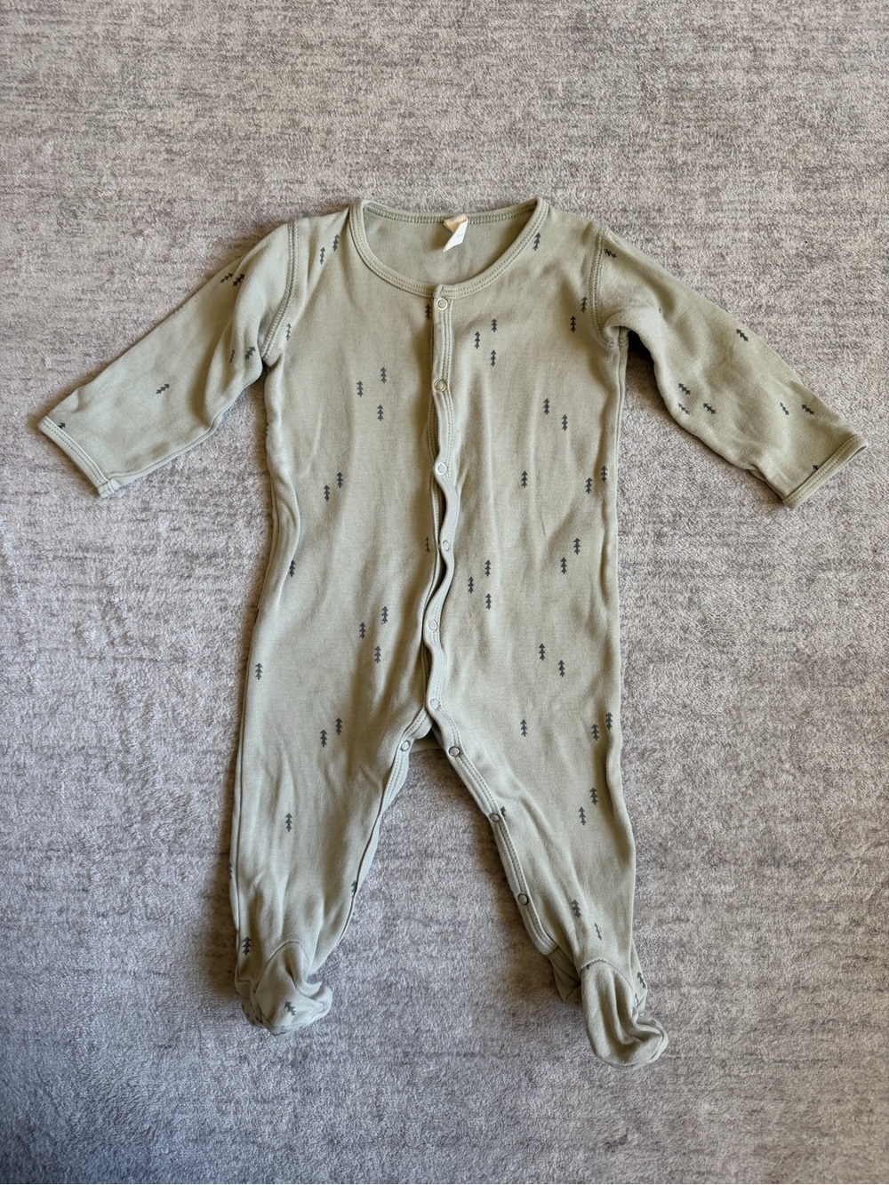 Quincy Mae Olive Green Footed Snap One-Piece